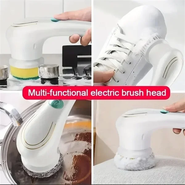 Five in One Multifunctional Electric Cleaning Brush for Bathroom Washing and Kitchen Cleaning Tools - Image 2