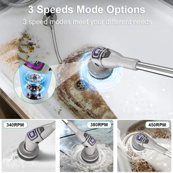 Electric Cleaning Brush 10 In 1 Multifunctional Cleaning Brush For Bathroom Kitchen Toilet Wireless Rotatable Cleaning Brush - Image 4