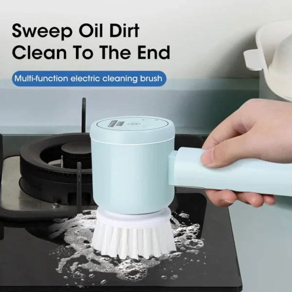 Electric Spin Scrubber, Bathroom Cordless Cleaning Brush Power Scrubber with 5 Replaceable Brush Heads, Electric Cleaning Brush - Image 5