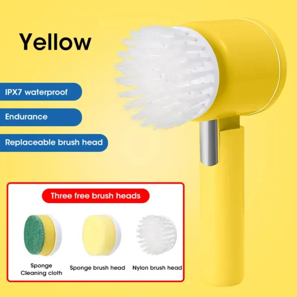 Electric Spin Scrubber, Bathroom Cordless Cleaning Brush Power Scrubber with 5 Replaceable Brush Heads, Electric Cleaning Brush - Image 10