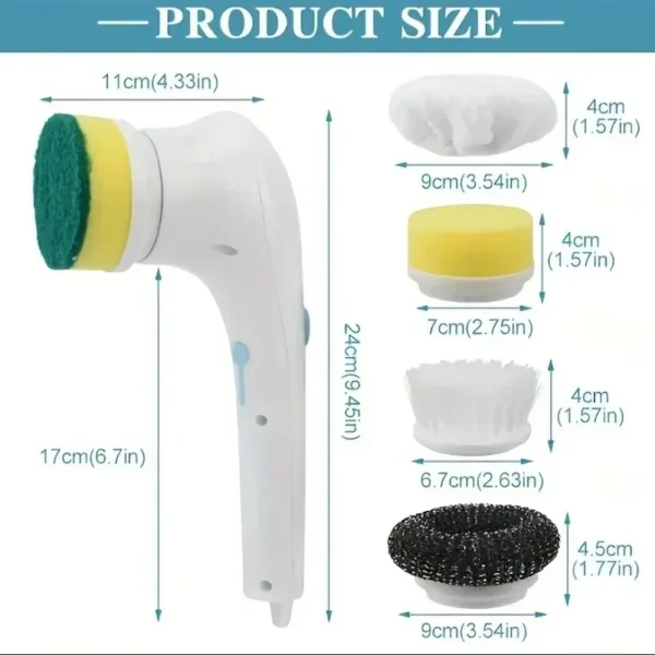 Five in One Multifunctional Electric Cleaning Brush for Bathroom Washing and Kitchen Cleaning Tools - Image 3