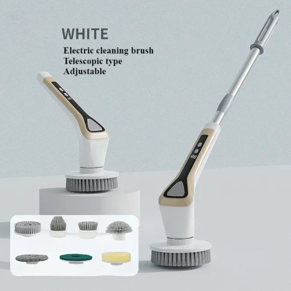 Electric Cleaning Brush Head Adjustable Removable Wireless Convenient Brush Telescopic Handle Handheld Replaceable Cleaning Tool - Image 7