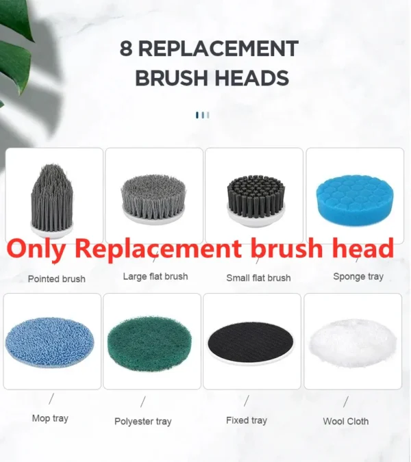 Electric Cleaning Brush Bathroom Kitchen Brush Cleaning 8-in-1 Multifunctional With LED NightLight Rotatable Household Brush - Image 7