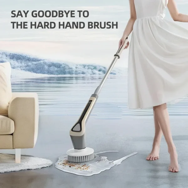 Electric Cleaning Brush Head Adjustable Removable Wireless Convenient Brush Telescopic Handle Handheld Replaceable Cleaning Tool - Image 6