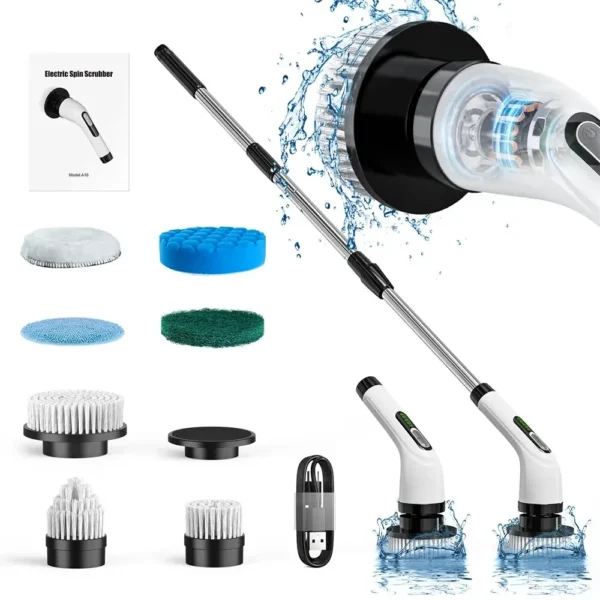 Electric Cleaning Brush 7 in 1 Bathroom Kitchen Multifunctional Cleaning Tool USB Type Electric Rotary Scrubber Cleaning Brush - Image 8