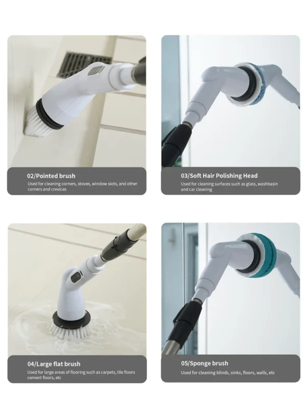 Electric Cleaning Brush Cordless Electric Spin Cleaning Scrubber Shower Cleaning Brush Kitchen Bathroom High-Speed Cleaning - Image 6