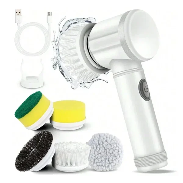 Electric Spin Scrubber, Bathroom Cordless Cleaning Brush Power Scrubber with 5 Replaceable Brush Heads, Electric Cleaning Brush - Image 7