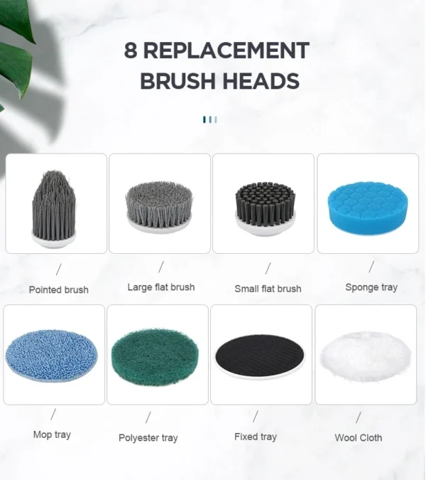 Electric Cleaning Brush Bathroom Kitchen Brush Cleaning 8-in-1 Multifunctional With LED NightLight Rotatable Household Brush - Image 6