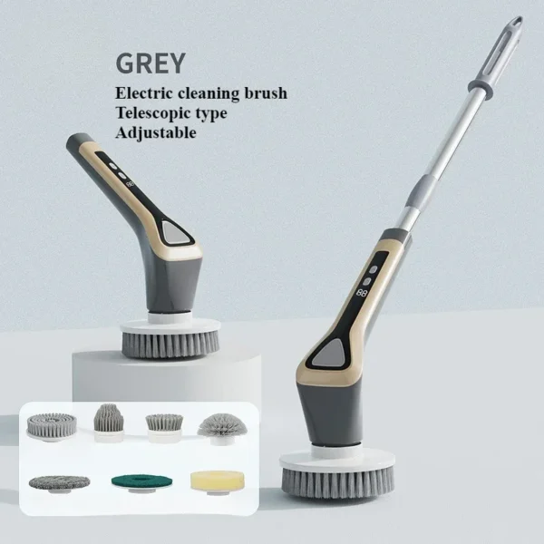 Electric Cleaning Brush Head Adjustable Removable Wireless Convenient Brush Telescopic Handle Handheld Replaceable Cleaning Tool - Image 8
