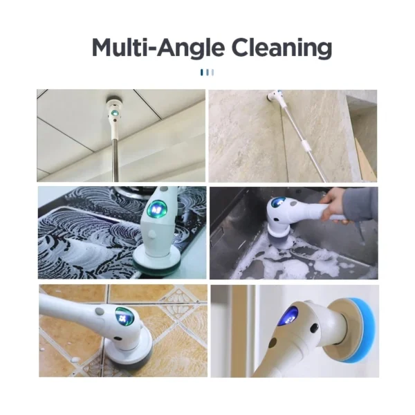 Electric Cleaning Brush Bathroom Kitchen Brush Cleaning 8-in-1 Multifunctional With LED NightLight Rotatable Household Brush - Image 5