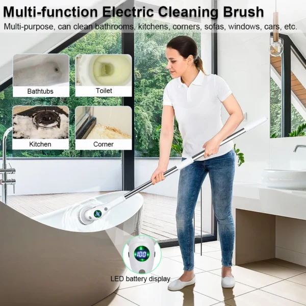 Electric Cleaning Brush 8 in 1 Multifunctional Household Wireless Rotatable Cleaning Brush For Bathroom Kitchen Windows Toilet - Image 3